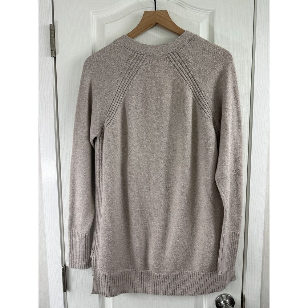 Old Navy Women’s Large Taupe Stitchy Boyfriend Cardigan Button Pocket Long - Picture 2 of 10